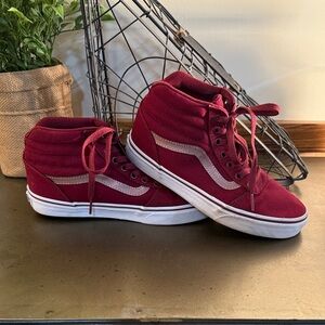 Vans Maroon with Rose Metallic High-Top Sneakers